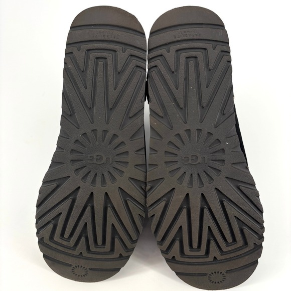 UGG Classic Mini Beaded Black Suede Shearling Short Ankle Boots Slip On Size 11 - Picture 7 of 9